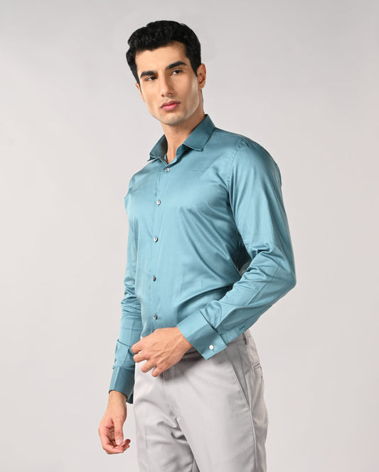Mens Dark Blue Cufflink Apple Cut Formal Shirt – Premium Work Shirt