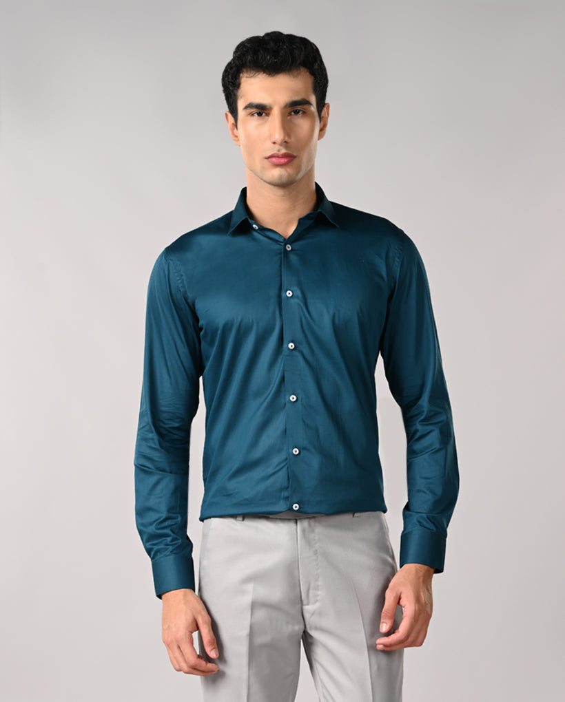 Men's Teal Green Apple Cut Formal Shirt Office & Business SHUBH HO Men's Teal Green Apple Cut Formal Shirt Office & Business SHUBH HO