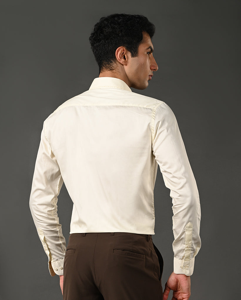 lemon yellow cotton shirt men formal wear