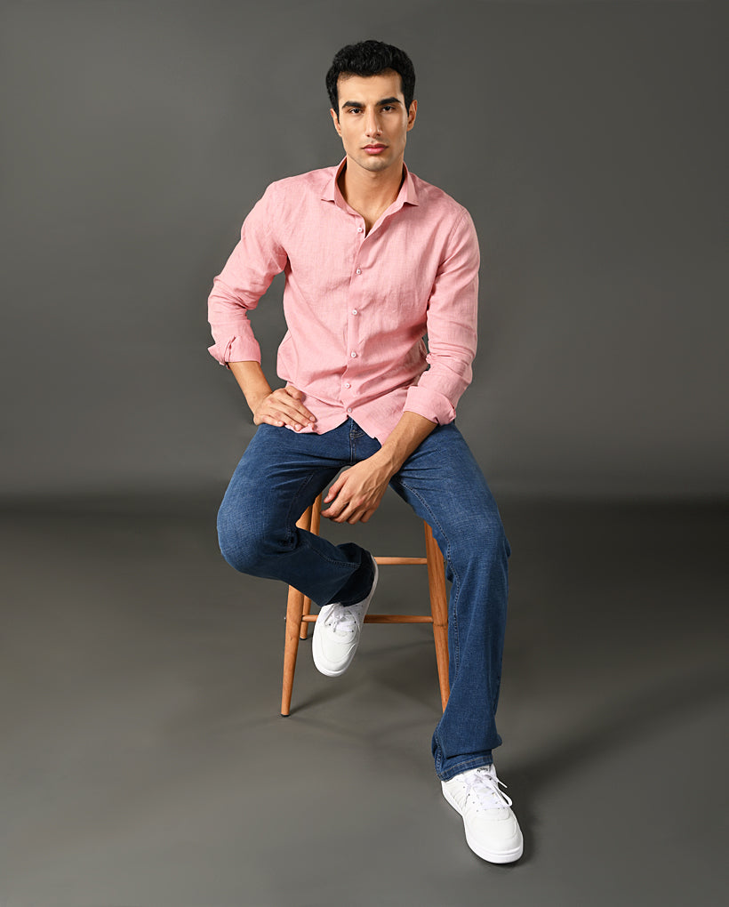 Mens Casual Pure Linen Shirt