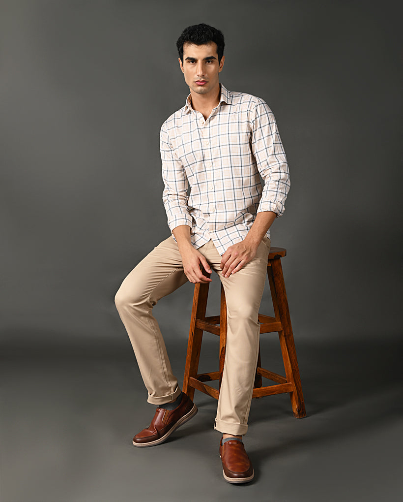 pure cotton formal shirt men checks pattern