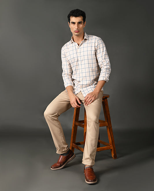 pure cotton formal shirt men checks pattern