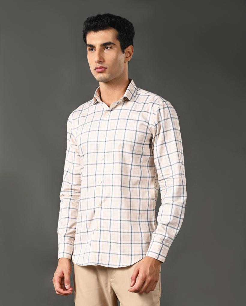 pure cotton formal shirt men checks pattern
