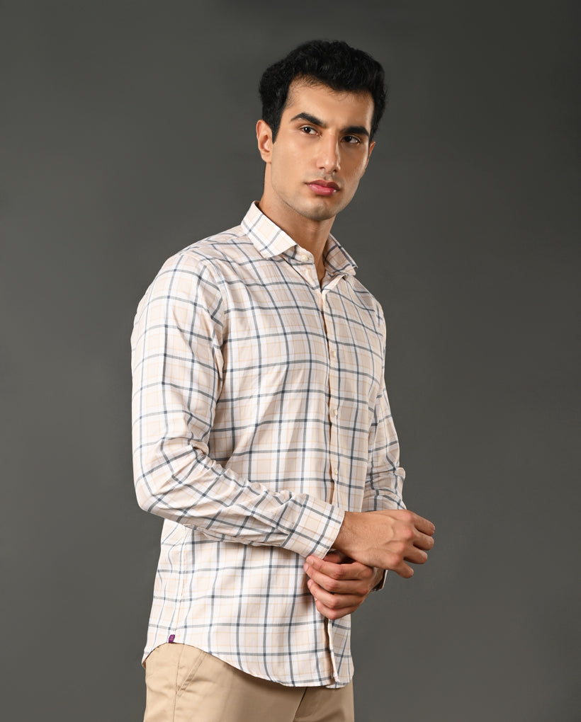 pure cotton formal shirt men checks pattern