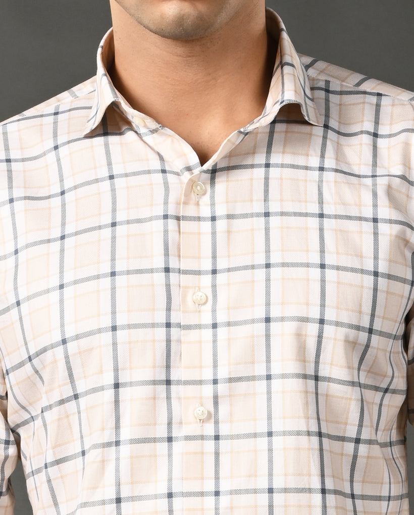 pure cotton formal shirt men checks pattern