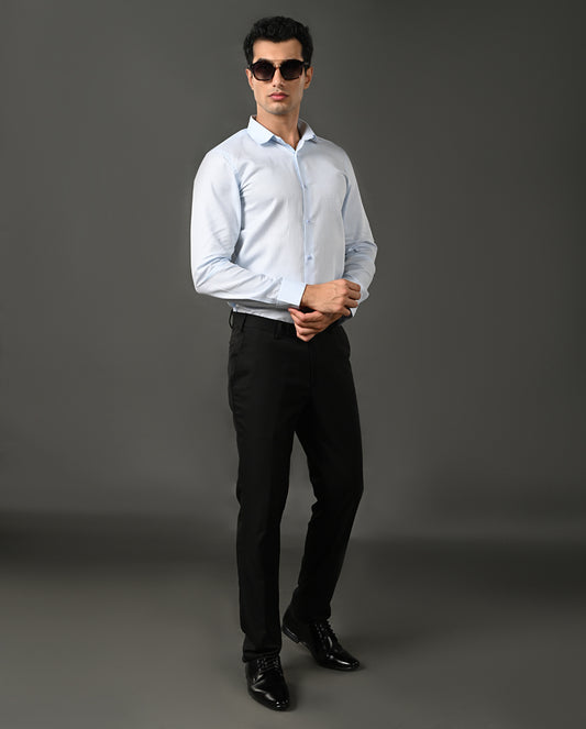 light blue cotton blend casual shirt men