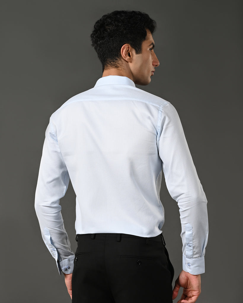 light blue cotton blend casual shirt men