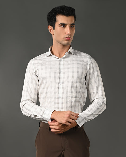 white black checks formal shirt men cotton