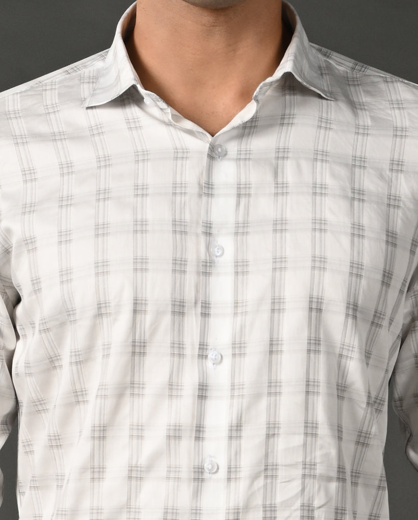 white black checks formal shirt men cotton
