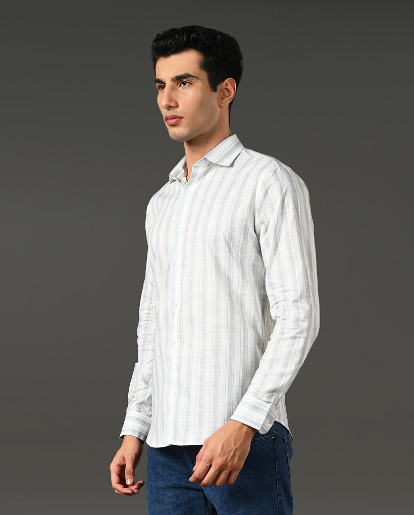 white linen formal shirt men vertical lines