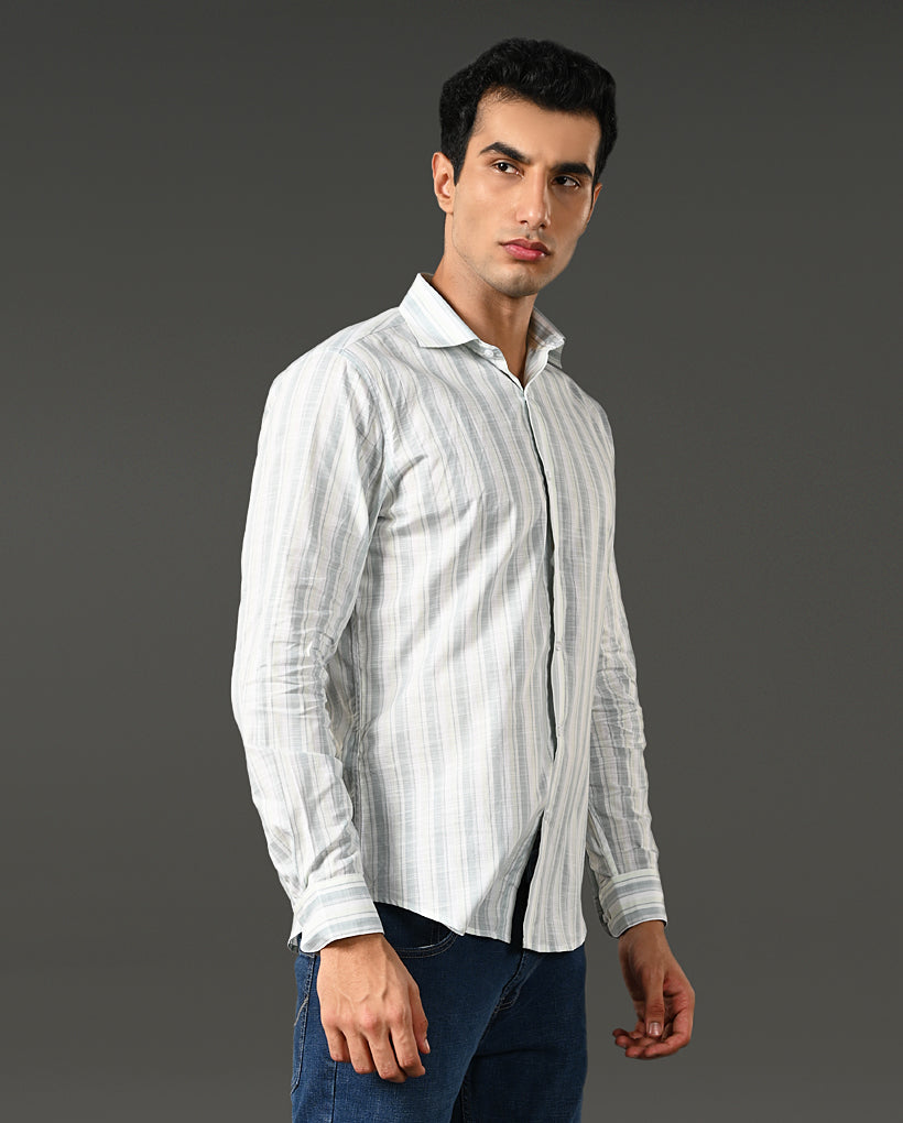 white linen formal shirt men vertical lines