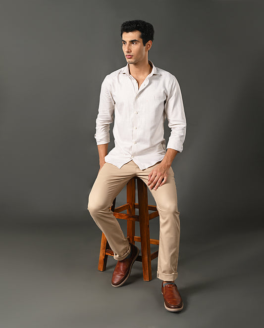 white yellow texture shirt men hidden checks