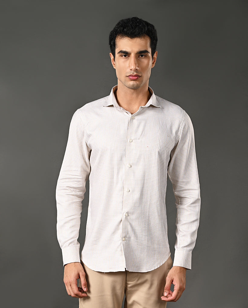 white yellow texture shirt men hidden checks