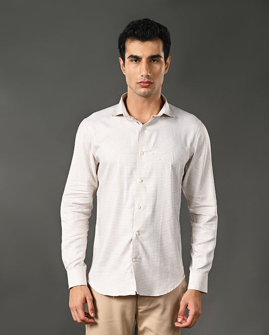 white yellow texture shirt men hidden checks