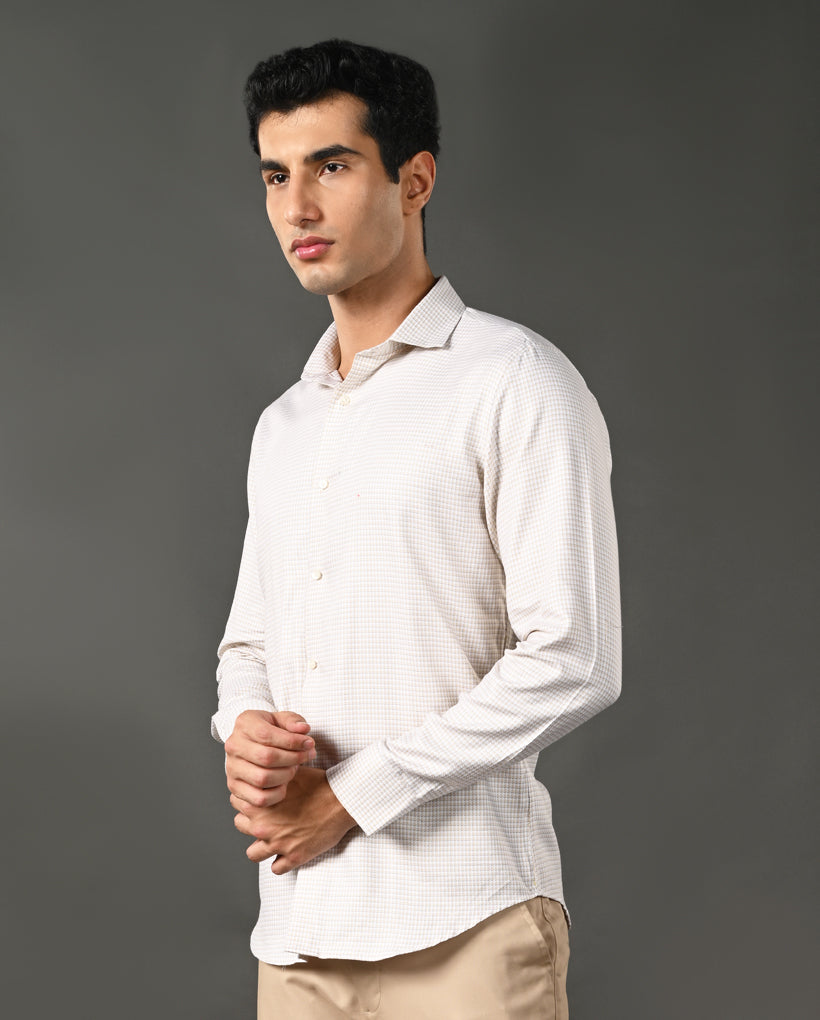 white yellow texture shirt men hidden checks