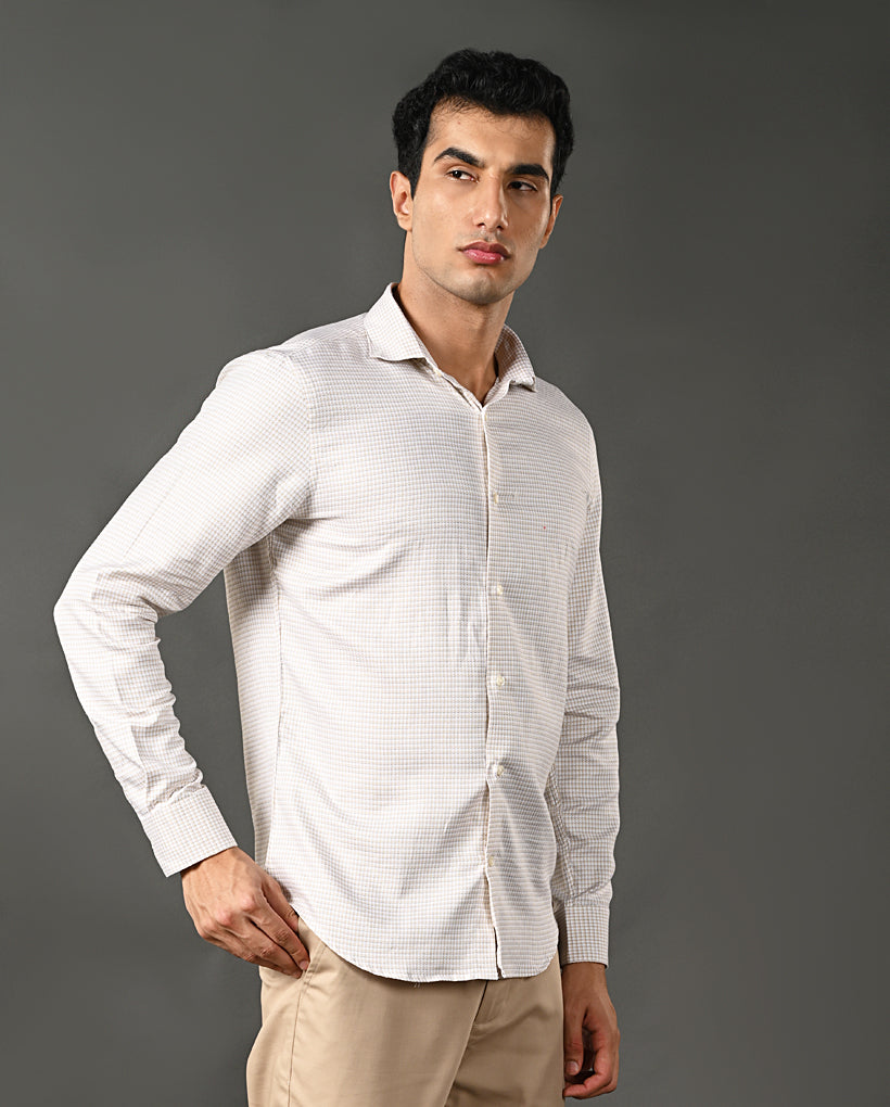 white yellow texture shirt men hidden checks