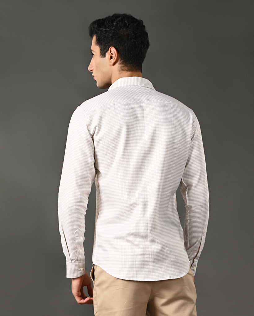 white yellow texture shirt men hidden checks