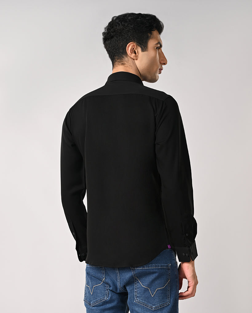 Mens Black Armani Party Wear Shirt with Handwork – Mens black Armani shirt with handwork, party wear, Linen