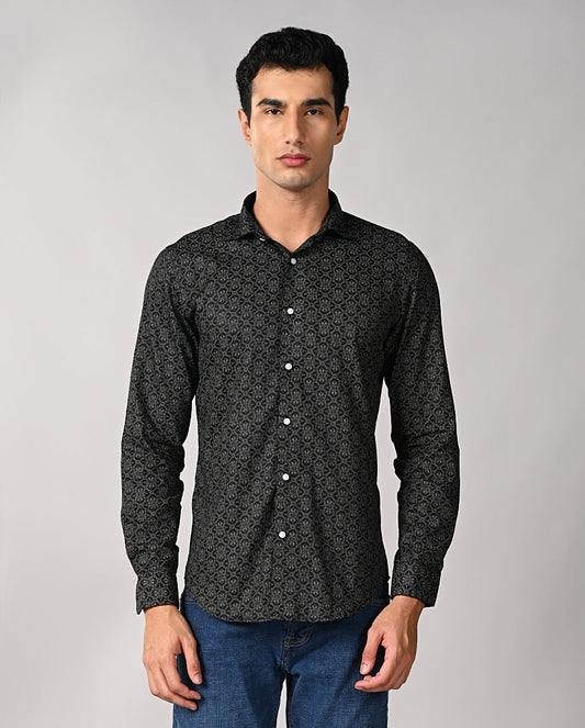 Mens Black Cotton Blend Slim Fit Formal Shirt – Mens black slim fit formal shirt, cotton blend, office shirt