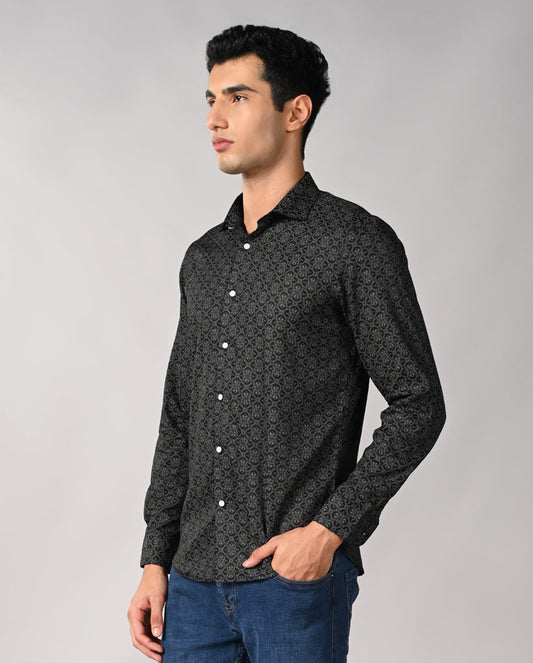 Mens Black Cotton Blend Slim Fit Formal Shirt – Mens black slim fit formal shirt, cotton blend, office shirt
