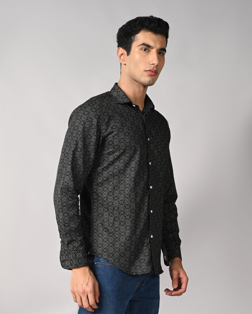 Mens Black Cotton Blend Slim Fit Formal Shirt – Mens black slim fit formal shirt, cotton blend, office shirt