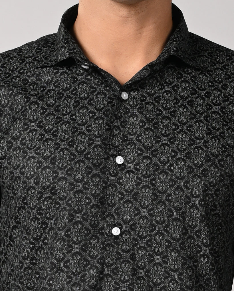 Mens Black Cotton Blend Slim Fit Formal Shirt – Mens black slim fit formal shirt, cotton blend, office shirt