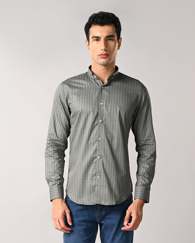 Modern Slim Fit Printed Shirt – Men