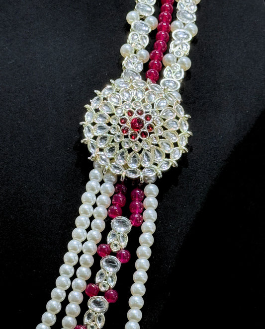 premium groom pearl mala designs in pastel shades for groom
Handcrafted premium groom pearl mala designs with premium beads
Photogenic premium groom pearl mala designs styled with sherwani