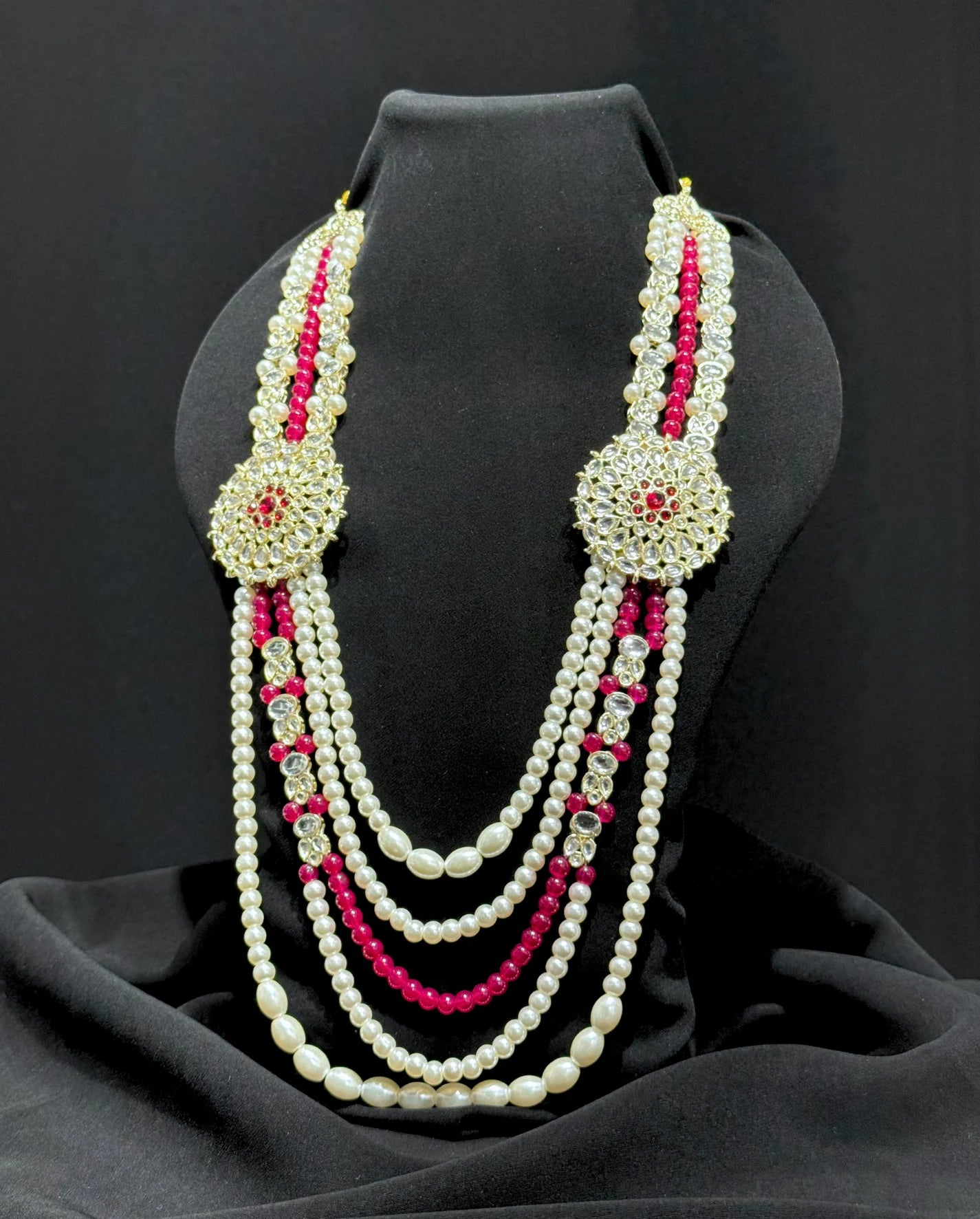 premium groom pearl mala designs in pastel shades for groom
Handcrafted premium groom pearl mala designs with premium beads
Photogenic premium groom pearl mala designs styled with sherwani