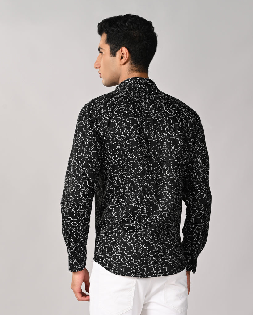 Mens Black Printed Cotton Blend Casual Shirt – Mens black printed cotton blend casual shirt, trendy style