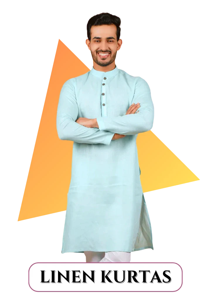 Yellow linen kurta for men 