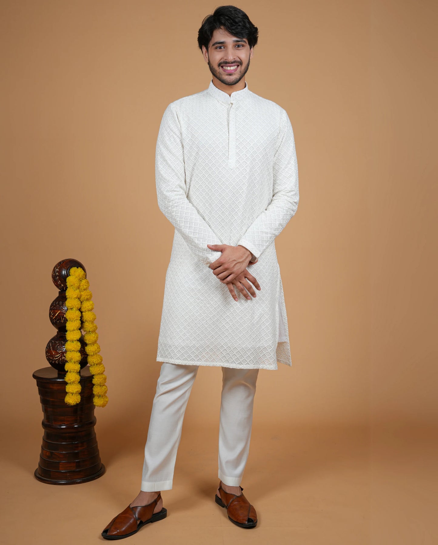 Sophisticated White Kurta for Weddings and Celebrations