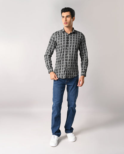Mens Black Printed Cotton Blend Shirt – Casual & Stylish