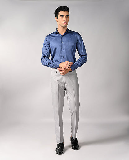 Mens Blue Apple Cut Formal Shirt – Stylish Office Wear
