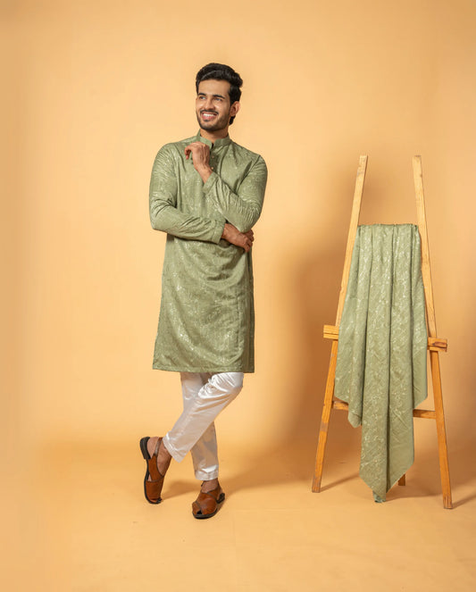 Festive Glow Embroidered Sequin Kurta Pajama