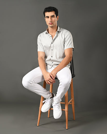 Mens Light Green Cotton Blend Shirt