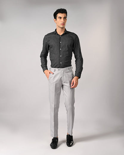 Mens Black Checked Cotton Formal Shirt – Office & Work