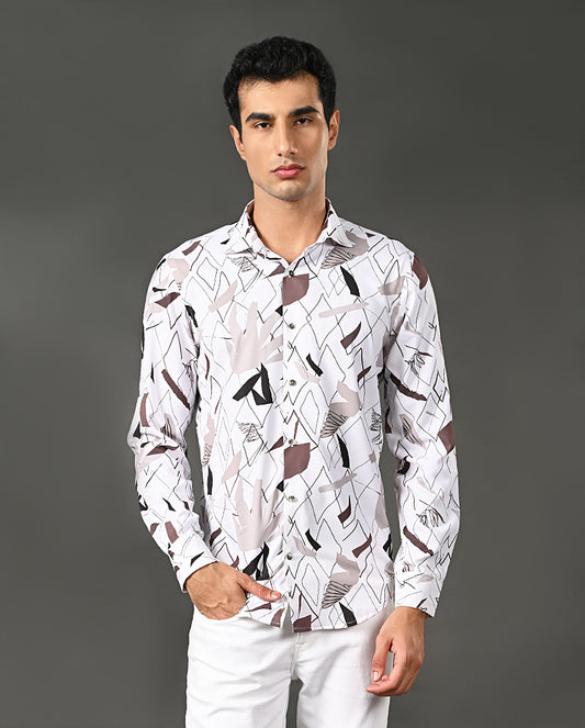 triangle print cotton blend shirt men