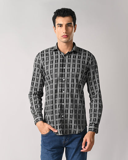 Mens Black Printed Cotton Blend Shirt – Casual & Stylish