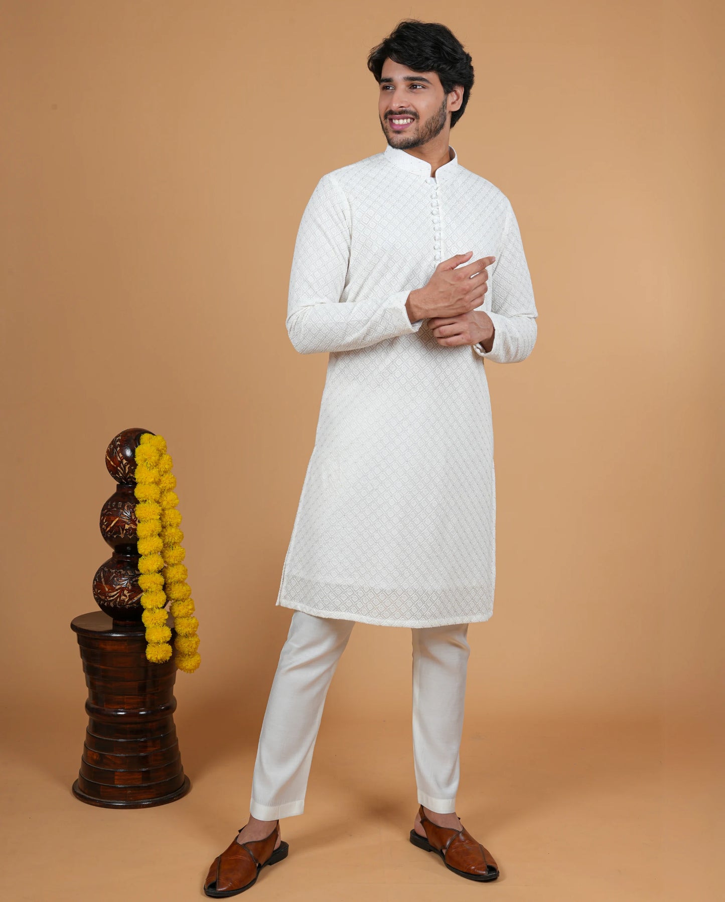 Sophisticated White Kurta for Weddings and Celebrations