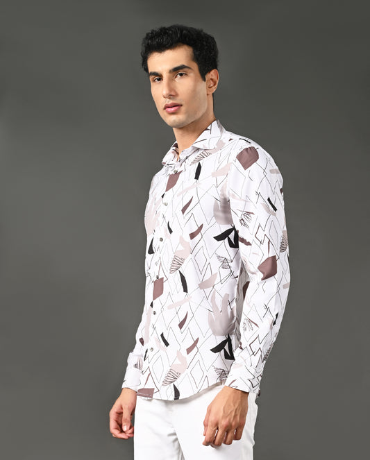 triangle print cotton blend shirt men