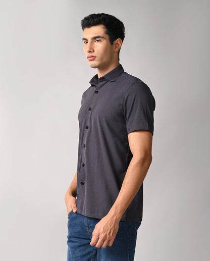 Men’s Gray Self-Emboss Party Shirt – Stylish Party Wear