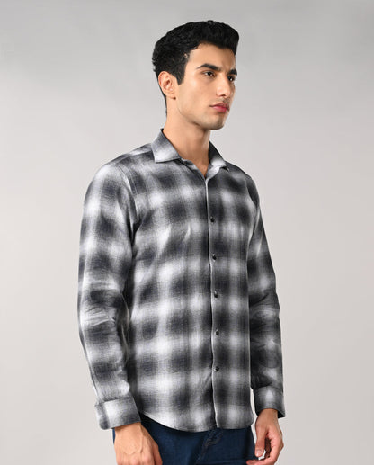 Mens White Checked Cotton Blend Shirt – Casual Stylish Fit