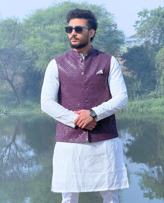 Men’s Georgette Ethnic Jacket  Sequin Embroidery