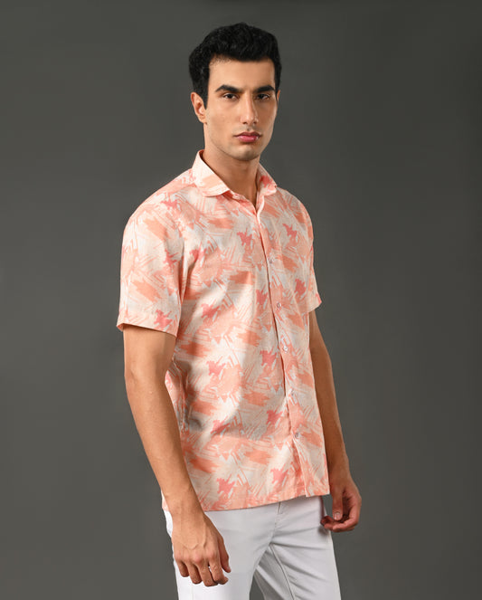 men linen printed casual shirt trendy style