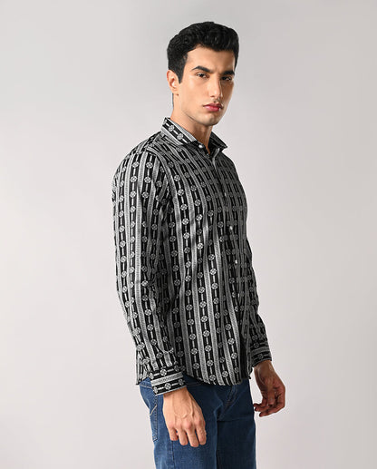 Mens Black Printed Cotton Blend Shirt – Casual & Stylish