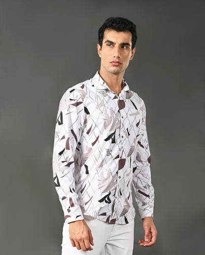 triangle print cotton blend shirt men