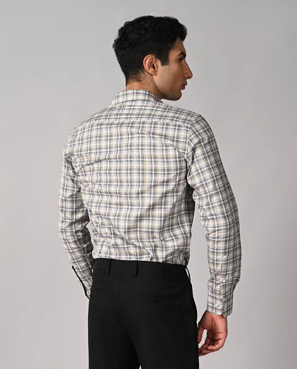Mens Gray Checked Slim Fit Shirt – Office & Stylish Wear