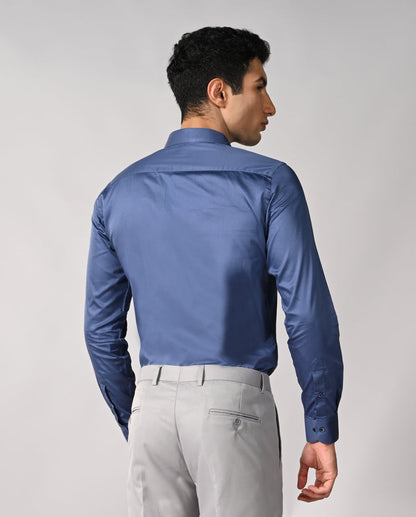 Mens Blue Apple Cut Formal Shirt – Stylish Office Wear