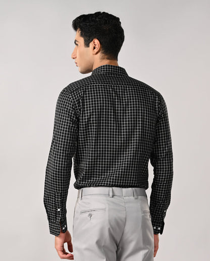 Mens Black Checked Cotton Formal Shirt – Office & Work